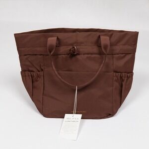 Modern Picnic Brown Insulated Lunch Bag Tote Magnetic Closure Insulated Interior